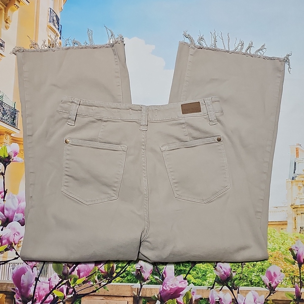 Judy Blue Beige Wide-Leg High Waist Raw Hem Pants Garment Dyed Size 9/29 - Picture 6 of 6